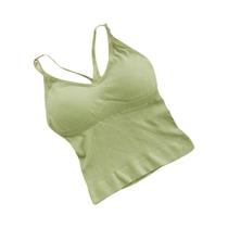 Sutiã Feminino De Algodão Com Bojo, Decote Em V, Top sem alça, Lingerie Macia De Cor Sólida