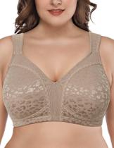 Sutiã feminino Deyllo com cobertura total plus size 36D, caramelo e leopardo Sutiã feminino Deyllo com cobertura total plus size 36D, caramelo e leopardo