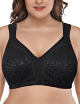 Sutiã feminino Deyllo Full Coverage Plus Size 40DD Black Leopard