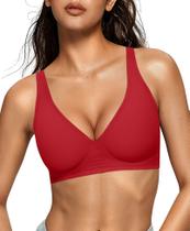 Sutiã feminino OEAK Deep V sem fio, confortável, vermelho M Sutiã feminino OEAK Deep V sem fio, confortável, vermelho M