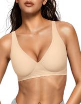 Sutiã feminino OEAK Deep V Wireless Comfortable Support Beige XL