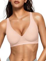 Sutiã feminino OEAK Deep V Wireless confortável Push Up Nude S