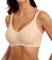 Sutiã feminino POSESHE confortável sem fio com decote em V nu
