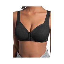 Sutiã Feminino Sem Aro Com Fecho Frontal, Cor Sólida, Cobertura Total Para Mulheres De Meia-Idade E