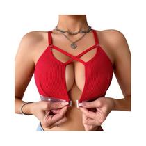 Sutiã Feminino Sem Bojo Com Fecho Frontal Brilhante E Costas Cruzadas, Lingerie Sexy Respirável, Sutiã Feminino Sem Bojo Com Fecho Frontal Brilhante E Costas Cruzadas, Lingerie Sexy Respirável,