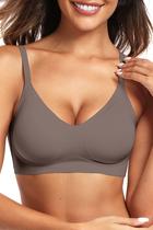 Sutiã feminino Vertvie Seamless, sem costura, sem aros, push-up, cinza