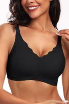 Sutiã feminino Vertvie, sem costura, push-up, preto (S)