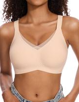 Sutiã feminino Vinjact de renda em V sem fio Seamless Push Up Nude XXL