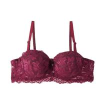 Sutiã Floral De Renda Com Copo Meio Push up Para Mulheres, Tamanhos 36-42, Copo B/C, Com Arame E