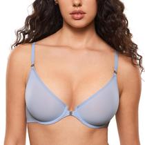 Sutiã INLYRIC Cosnufy Sheer com fecho frontal Demi Moonlight Blue