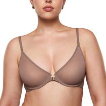 Sutiã INLYRIC Cosnufy Sheer com fecho frontal semi marrom roxo 42C
