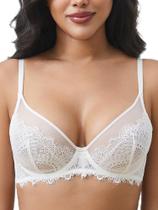 Sutiã Kaxglam Sexy Lace Unfored Plunge Push Up Demi White Women