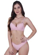 Sutiã Liso com Bojo e Calcinha Confortável - c3 CONJUNTO BÁSICO