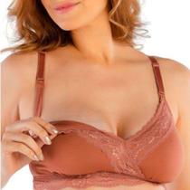 Sutiã love secret de amamentação com bojo e renda bronze