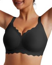 Sutiã LUXMAY, recortado, cobertura total, decote em V, preto