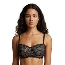 Sutiã Meia Taça Sem Bojo Rendado Tule Sensual Alça Ajustável Fecho Colchete Lingerie