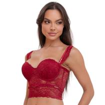 Sutiã Mini Corset sem alça com Base Alongada em Renda Santa Passion .