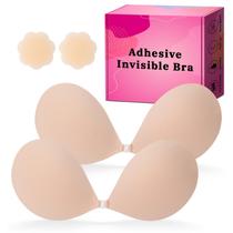 Sutiã pegajoso sem alças de silicone Push up para mulheres C Cup Cream Sutiã pegajoso sem alças de silicone Push up para mulheres C Cup Cream