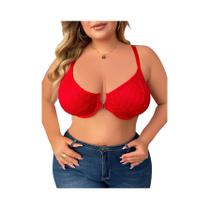 Sutiã plus Size Feminino De Renda Com Bojo Push-Up E Fecho Frontal, Meio Bojo, Efeito De Realce, Sutiã plus Size Feminino De Renda Com Bojo Push-Up E Fecho Frontal, Meio Bojo, Efeito De Realce,