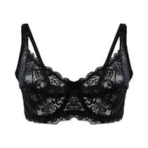 Sutiã plus Size Feminino Sexy De Renda Com Bojo E Bordado Vazado Com Aro - Lingerie