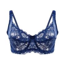 Sutiã plus Size Feminino Sexy De Renda Com Bojo E Bordado Vazado Com Aro - Lingerie