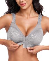 Sutiã postural feminino HACI com fecho frontal, sem aro, cinza, 44B