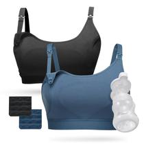 Sutiã Pumping Bra Momcozy Pumping Bra Hands Free, pacote com 2 unidades de algodão