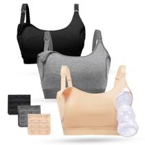 Sutiã Pumping Bra Momcozy Pumping Bra Hands Free, pacote com 3 unidades de algodão