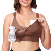 Sutiã Pumping Momcozy Lycra Hands Free com acolchoamento fixo de chocolate