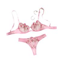 Sutiã Push Up de Renda Pura - Conjunto Sexy e Transparente com Bordado Floral