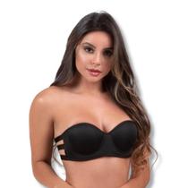 Sutiã sem alça Três Tiras Reforçado com Bojo Push Up Efeito Silicone