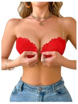 Sutiã sem alças de renda Bandeau GORGLITTER Red 38D para mulheres Sutiã sem alças de renda Bandeau GORGLITTER Red 38D para mulheres