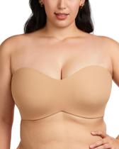 Sutiã sem alças HSIA Plus Size Underwire, levemente forrado, bege