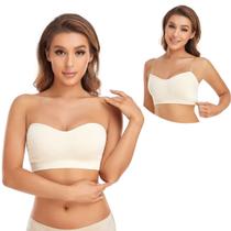 Sutiã sem alças Lusait antiderrapante acolchoado de silicone Bandeau Beige M