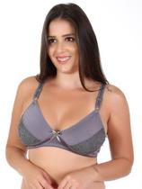 Sutiã sem bojo cinza lingerie alça reforçada de fabrica Isa lingerie