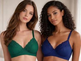 Sutiã Sem Bojo Kit 2 Sutian Soutien com Renda Lingerie Sutiã Sutia Sem Bojo