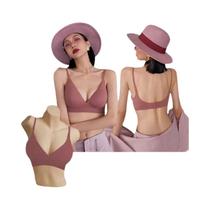 Sutiã Sem Costura Sexy Com Decote Profundo Em V E Alças Com Letras, Push Up, Sem Fio, Lingerie