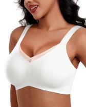 Sutiã sem fio HORISUN Seamless Bralette Comfort White 3GG feminino Sutiã sem fio HORISUN Seamless Bralette Comfort White 3GG feminino