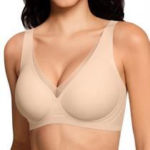 Sutiã sem fio Letsjoli Deep V Mesh para mulheres nuas tamanho L