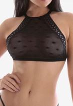 Sutiã Sexy em Tule e Detalhes Vazados Canário Sensualle