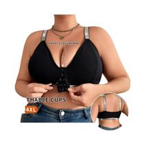 Sutiã Sexy plus Size 1XL-4XL Sem Almofada Com Fecho Frontal 3/4 Copas Lingerie Respirável Feminina