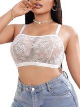 Sutiã SOLY HUX Floral Lace Sheer Wireless Plus Size branco