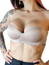 Sutiã Soutien Top Sem Alça 3 Tiras Reforçado Com Bojo Conforto