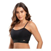 Sutiã Top Alça Fina Cropped Bustiê Algodão Conforto Marina