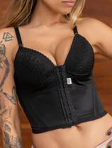 Sutiã Top Bojo Cropped Modelador C/ Barbatanas Rendado Alça Regulável Fecho Colchete