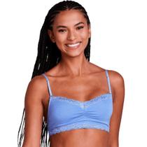 Sutia top com bojo removivel em modal e detalhe em renda - azul celeste - hope