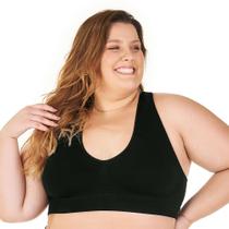 Sutiã Top Nadador Plus com Bojo Removível Sem Costura Preto Zee Rucci Sutiã Top Nadador Plus com Bojo Removível Sem Costura Preto Zee Rucci