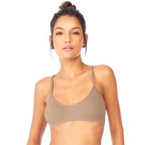 Sutiã Top Nadador sem Costura com Alças Reguláveis Bege Zee Rucci