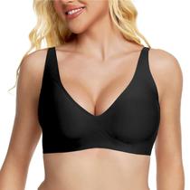 Sutiã VRCOMFY Sem Costura Push Up Wireless Decote V Profundo Preto