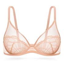 Sutiã Wingslove Sexy Lace Demi Sheer See Through 40DD rosa Sutiã Wingslove Sexy Lace Demi Sheer See Through 40DD rosa